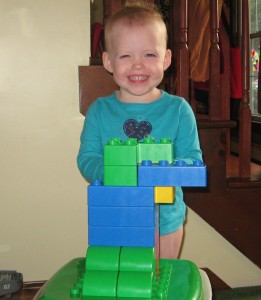 Eve built a coffee pot out of blocks because "baby needs some coffee."