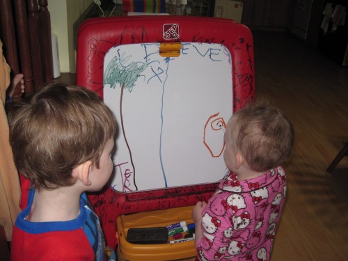 Drawing on the easel