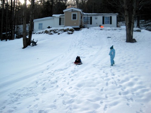 Sledding - coming down the hill
