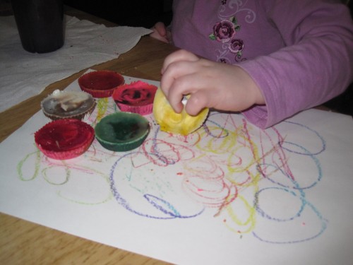 Coloring with crayon cakes