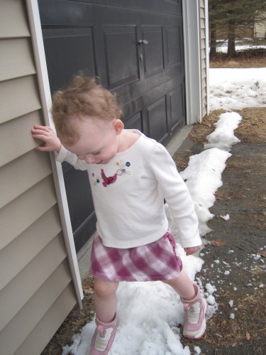 Eve in the melting snow