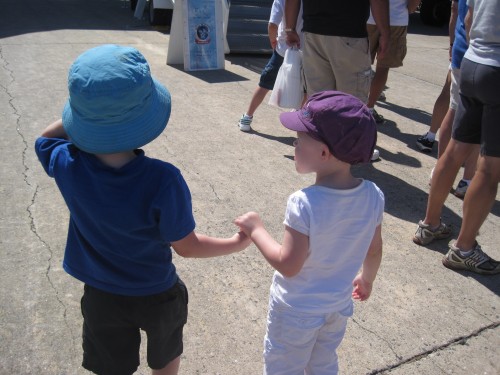Holding hands at the airshow