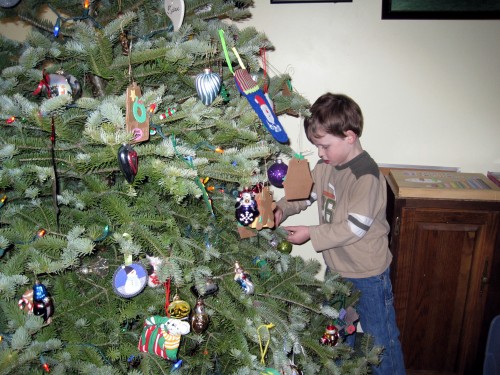 Lex decorating the tree