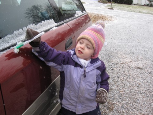 clearing off the car