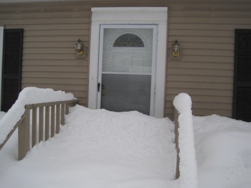 Snowy porch