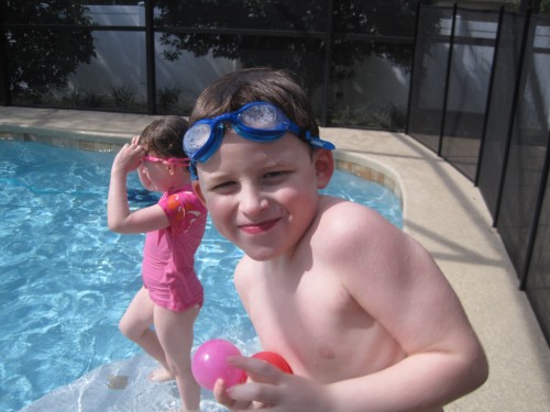 both kids in pool p2