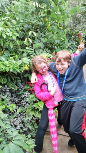 Rocking out at the Floral Showhouse.  It wasn't a terribly exciting place so the kids made their own fun.