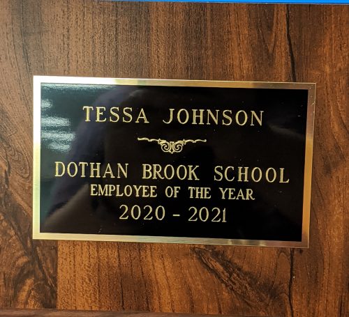 Teacher of the Year plaque